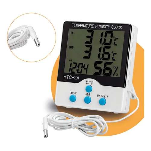 دماسنج و رطوبت سنج و ساعت رومیزی و دیواری مدل HTC-2A