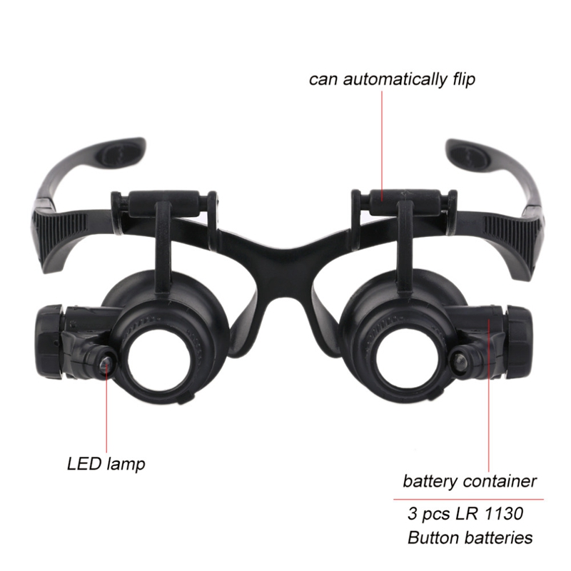 ذره بین عینکی دوچشمی چراغدار 20X مدل 9892G2