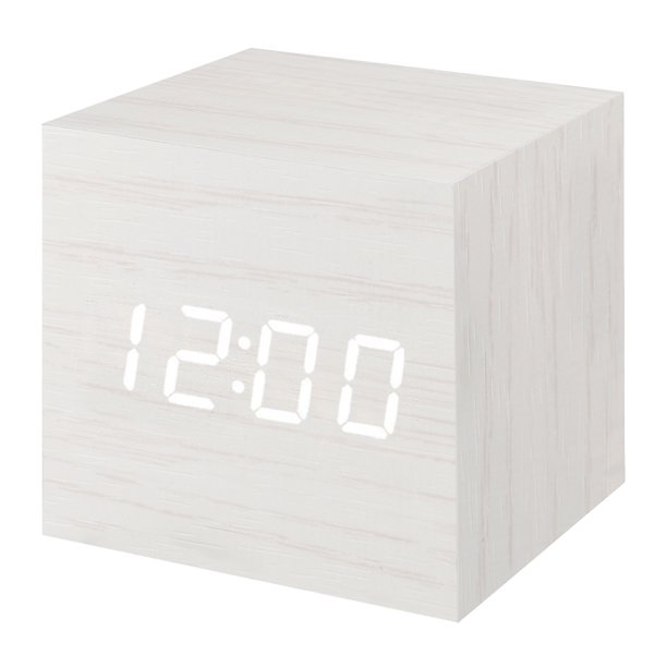 ساعت رومیزی دیجیتال زنگ دار کیمیت مکعبی طرح چوب بدنه سفید