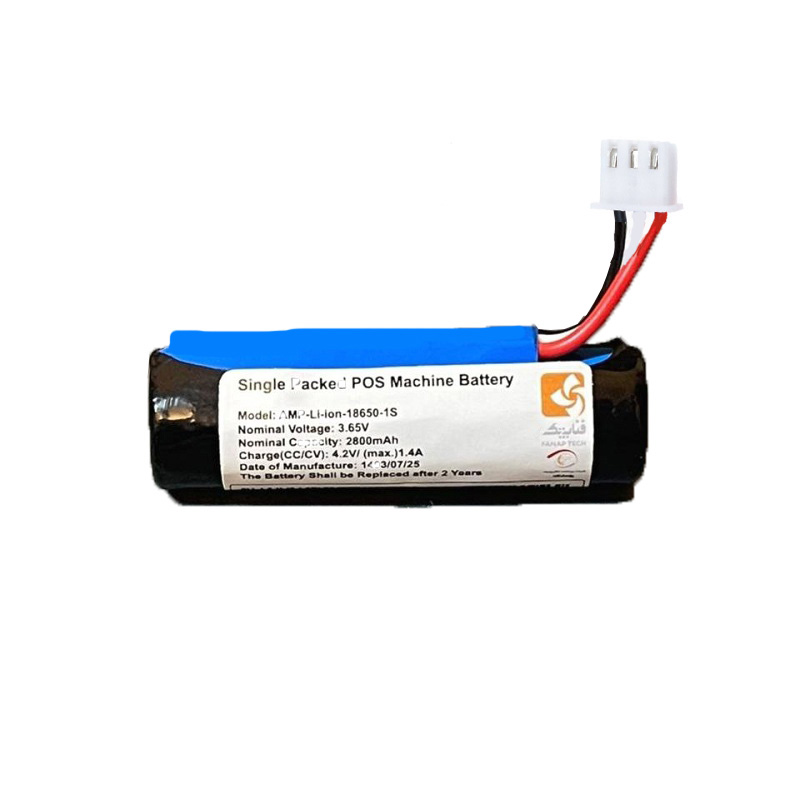 باتری کارتخوان لیتیومی تکی مدل AMP-Li-ion-18650-1S سه پین کوچک
