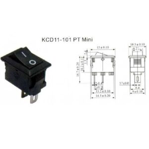 کلید راکر دو حالته کوچک دو پین 13x8x10mm