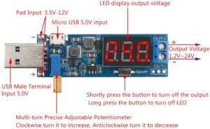 ماژول مبدل DC-DC کاهنده و افزاینده با ورودی USB و میکروUSB مدل HW-132