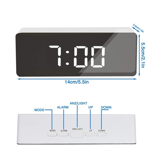ساعت و دماسنج دیجیتالی رومیزی آینه ای مدل DS-3698L