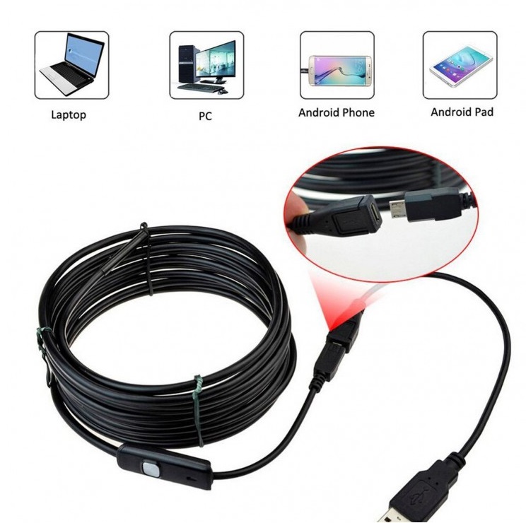 دوربین ( آندوسکوپ ) 1.3 مگاپیکسل لنز 7mm کابل 10 متر ارتباط USB سازگار با ویندوز و اندروید