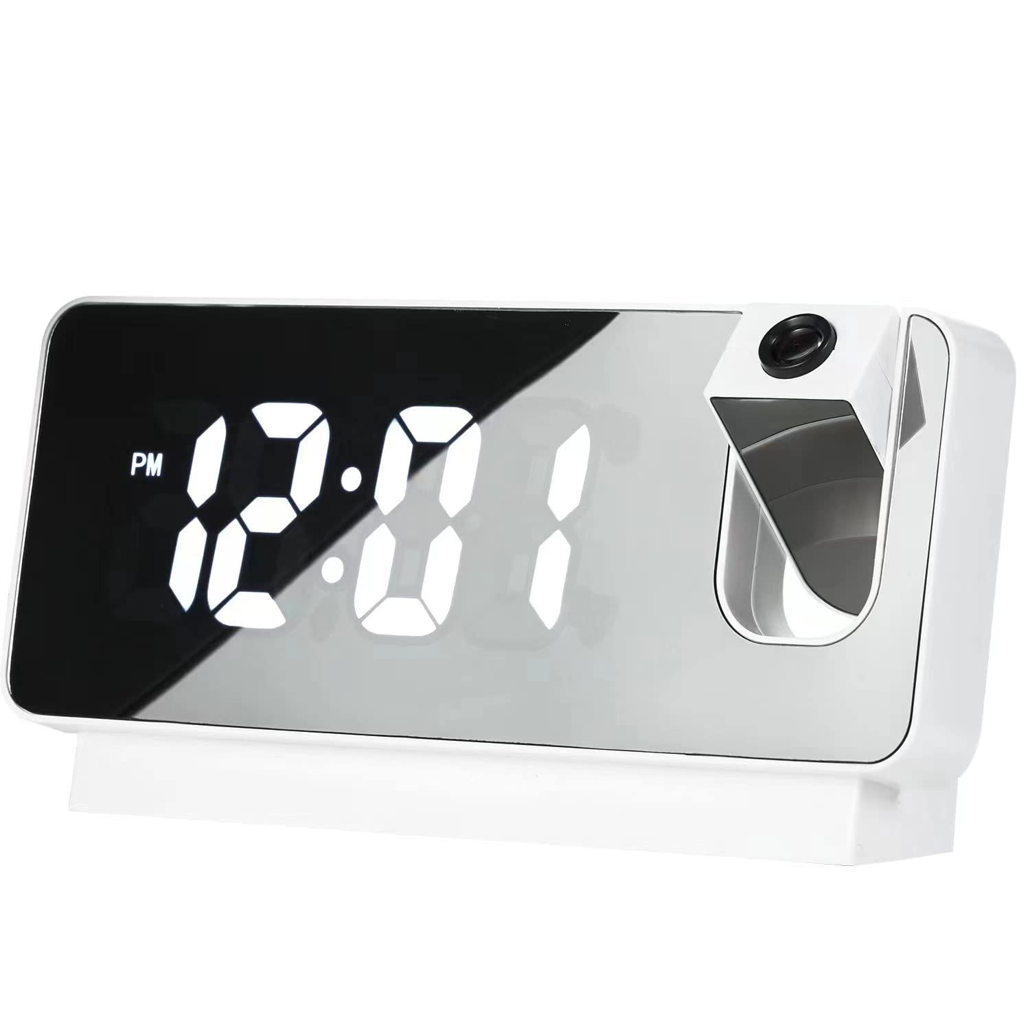 ساعت دیجیتال پروژکتوری آینه ای بدنه سفید رومیزی مدل S282