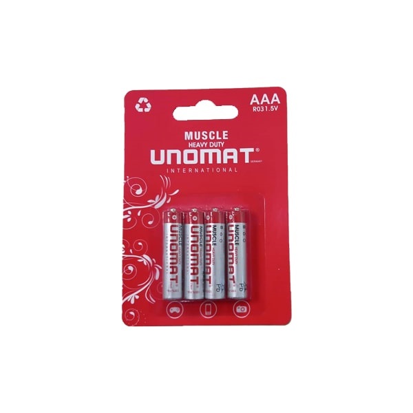 باتری نیم قلمی MUSCLE یونومات UNOMAT بسته چهارتایی