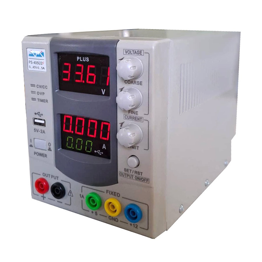 منبع تغذیه دیجیتال 0 تا 40 ولت 5 آمپر آداک ADAK مدل PS-405U2F PLUS