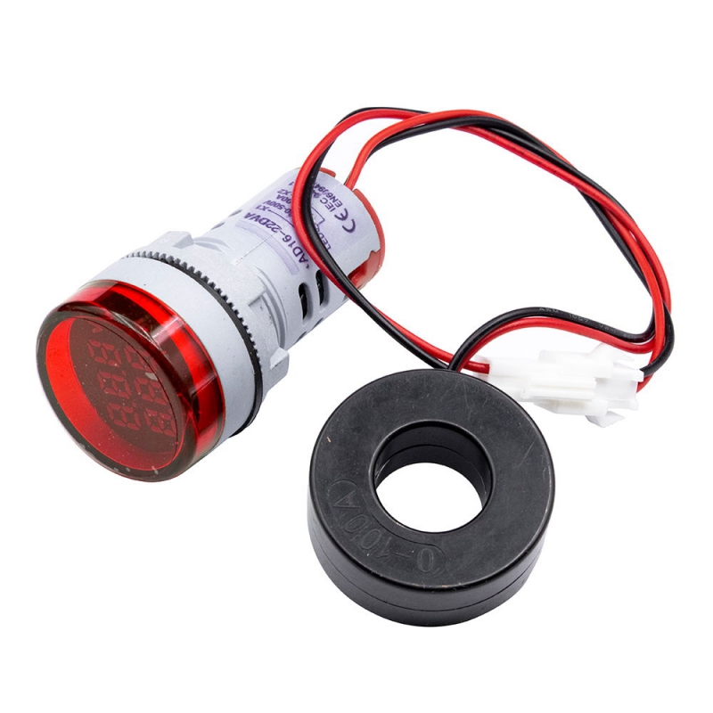 ولتمتر و آمپرمتر چراغ سیگنالی AC500V-100A گرد مدل AD16-22DVA