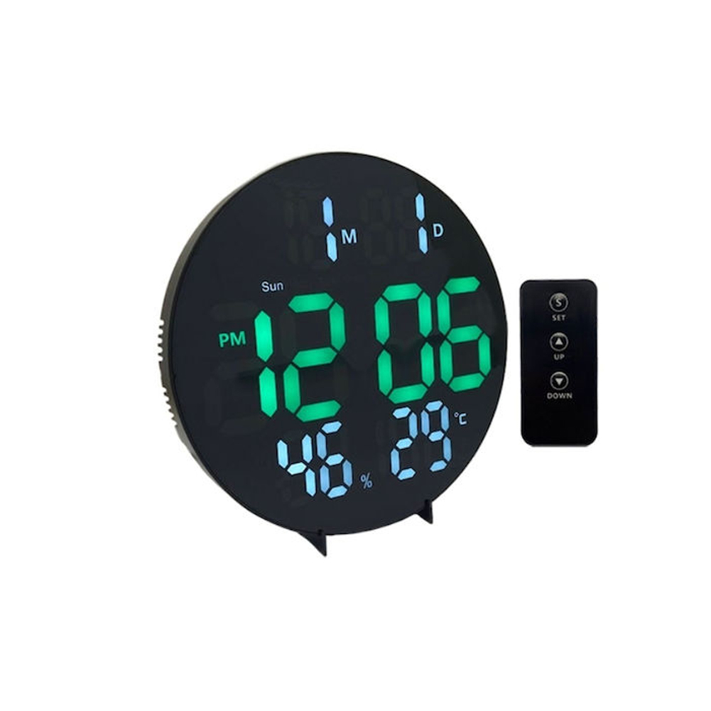 ساعت دیجیتالی LED بزرگ گرد نور رنگی مدل SM-602 با تقویم، دماسنج و رطوبت سنج ساعت دیجیتالی LED بزرگ گرد نور رنگی مدل SM-602 با تقویم، دماسنج و رطوبت سنج