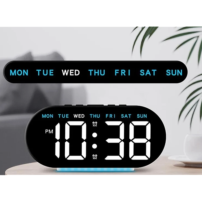 ساعت LED دیجیتالی رومیزی بک لایت دار آبی مدل 85 دارای پاوربانک