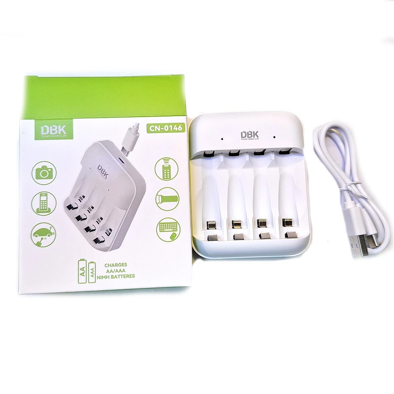 شارژر USB باتری قلمی و نیم قلمی چهارتایی CN-0146 مارک DBK